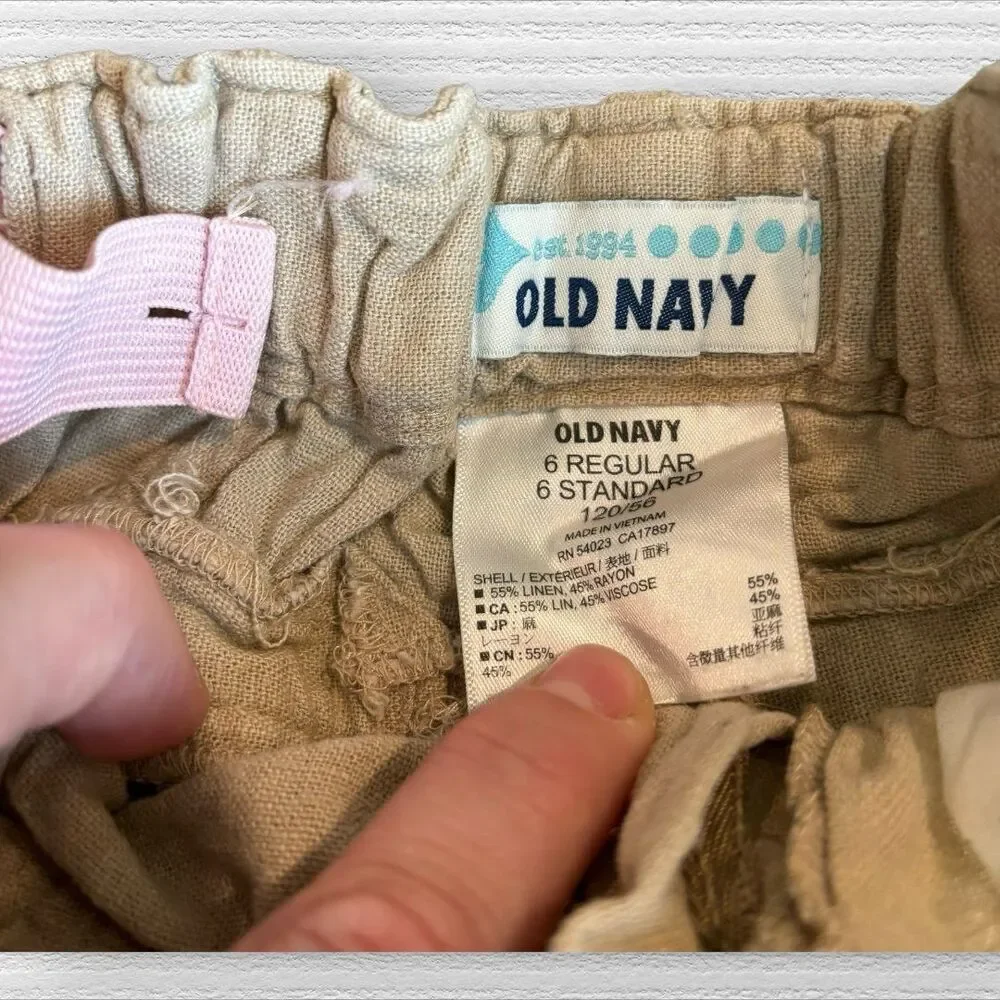 Old Navy Size 6 Khaki Summer Linen School Uniform Shorts